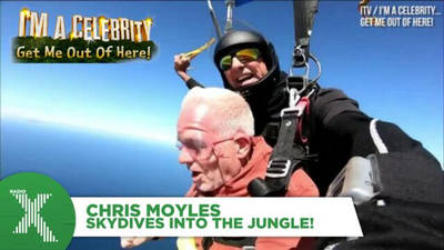 Chris Moyles skydives into the jungle on I'm A Celeb image