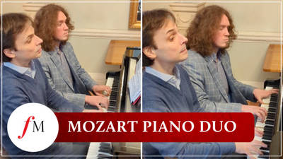 A Ukrainian and a Russian pianist play a Mozart piano duet image