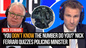 Nick Ferrari presses policing minister over number of officers that handed in their blue tickets image