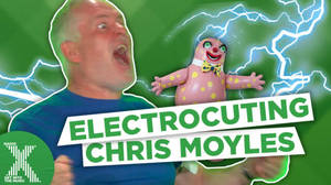 Chris Moyles gets electrocuted live on air! image