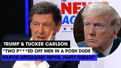 The News Agents USA: "Trump & Tucker Carlson - two p***sed off men in a posh dude ranch upstaging the Republican Party debate" image