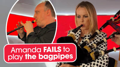 Amanda Holden learns the bagpipes!  image