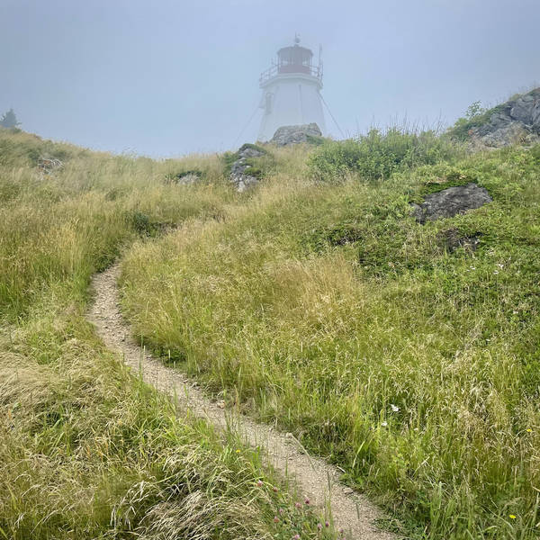 Fog at Swallowtail Lighthouse, Grand Manan, New Brunswick, Canada in July 2024 – by Lu Olkowski