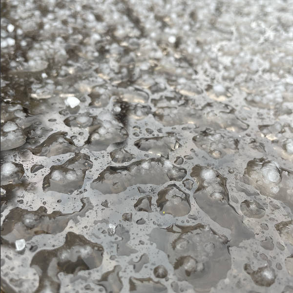 Hail on glass, Portland, Oregon, USA on 13th April 2022 – by Jason Hovatter