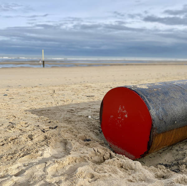 Metal drum by the sea, Sint-Idesbald, Belgium on the morning of 16th October 2023 – by Sara Maino