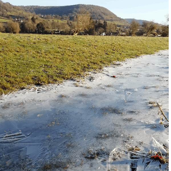 90. Adventuring in floods and ice along the River Usk in Monmouthshire